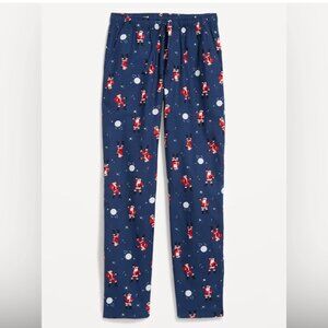 Old Navy Unisex, Navy Blue, Christmas, Dancing Santa, Flannel, Pajama Pants